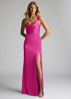 Azazie Elida Brudtärnklänningar Klänning av Tubklänning i Stretch Satin Plisserad Fuchsia image1