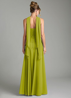 Azazie Gabriela Bridesmaid Dresses Lemongrass A-Line Corset Chiffon Dress image2