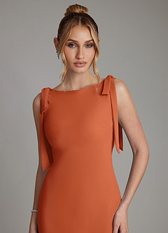 Azazie Luddie Abiti da Damigella Abito Sirena in Chiffon Fiocco Arancia Bruciata image3