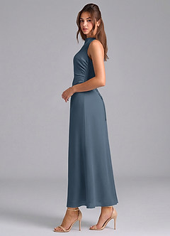 Azazie Evadne Bridesmaid Dresses Neptune Sheath Pleated Chiffon Dress image5