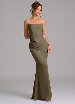 Azazie Sorrel Bridesmaid Dresses Willow Green Mermaid Corset Chiffon Dress image7