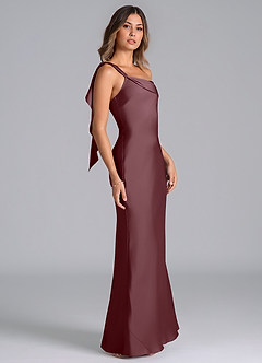 Azazie Driea Brudtärnklänningar Klä av Sjöjungfru i Stretch Satin Ena axeln Sangria image4