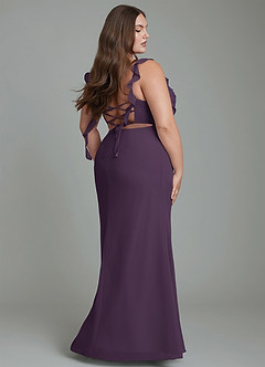 Azazie Jessamine Bridesmaid Dresses Plum Mermaid Corset Chiffon Dress image10