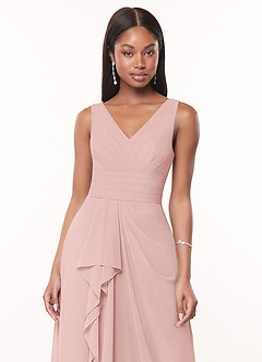 Azazie Julianna Bridesmaid Dresses Powder Pink A-Line Chiffon Dress image5