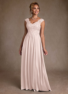 Azazie Amethyst Mother of the Bride Dresses Blushing Pink A-Line Lace Dress image1