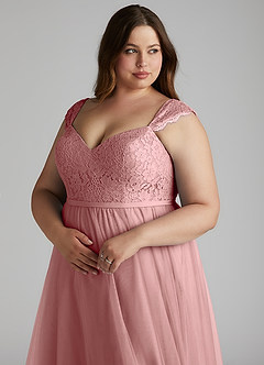 Azazie Luxi Bridesmaid Dresses Dusty Rose A-Line Pleated Tulle Dress image7