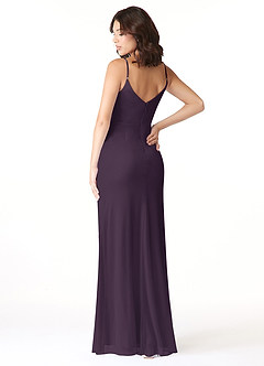 Azazie Deandra Bridesmaid Dresses Plum Mermaid Pleated Mesh Dress image4