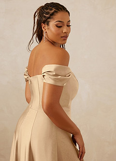 Christian Siriano Bridal for Azazie 1002 Bridesmaid Dresses Off Shoulder Stretch Satin A-line Dress image10