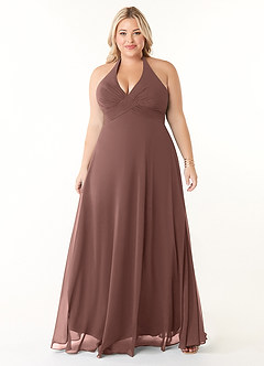 Azazie Tessie Bridesmaid Dresses Espresso A-Line V-Neck Pleated Chiffon Dress image6