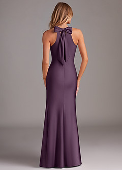 Azazie Doretta Bridesmaid Dresses Plum Mermaid Pleated Stretch Satin Dress image2