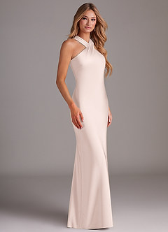 Azazie Doretta Vestidos de damas de honor Vestido de Rosa Rubor de Satén Elástico de Corte Sirena con Plisado image3