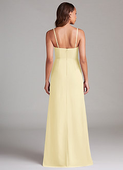 Azazie Maci Vestidos de damas de honor Vestido de Sorbete De Limón de Gasa de Corte Recto con Plisado image7