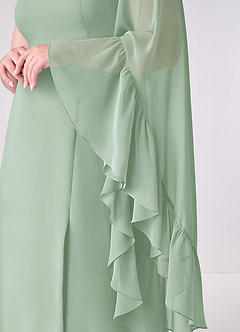 Barbie ♥ Azazie Bridesmaid Dresses Agave A-Line Long Sleeve Chiffon Dress image10