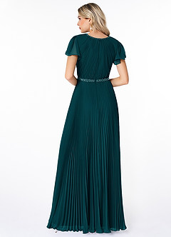 Azazie Kara Modest Bridesmaid Dresses A-Line Pleated Chiffon Floor-Length Dress image2
