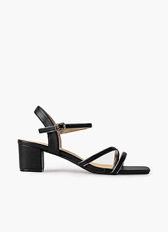 front Sandalen mit Knöchelriemen und mittlerem Absatz
