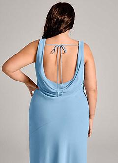 Azazie Rylina Bridesmaid Dresses Steel Blue Mermaid Pleated Chiffon Dress image12