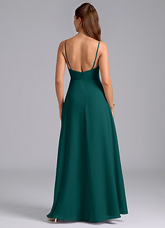 Azazie Sarella Brautjungfernkleider A-Linie mit Taschen Chiffon Kleid Pfau image2