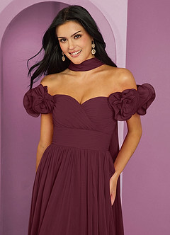 Barbie ♥ Azazie Abiti da Damigella Abito Convertibile A-Line in Chiffon a Spalla Scoperta Cabernet image17