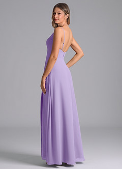 Azazie Sarella Bridesmaid Dresses Lilac A-Line with Pockets Chiffon Dress image4