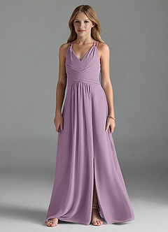 Azazie Farren Junior Wisteria A-Line Pleated Chiffon Dress image1