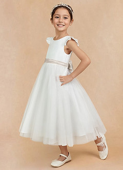 Azazie Hemi Flower Girl Klänningar Klänning A-Linje i Tyll Rosett image4