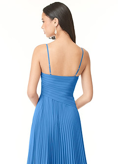 Azazie Vini Bridesmaid Dresses Blue Jay A-Line V-Neck Pleated Chiffon Dress image5