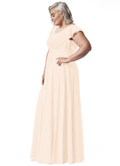 Azazie Daphne Modest Bridesmaid Dresses A-Line Ruffled Chiffon Floor-Length Dress image51
