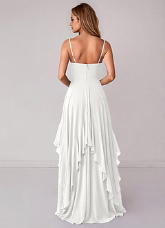 Azazie Zaina Brautjungfernkleider A-Linie Chiffon Kleid Weiß image6