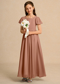 Azazie Joss Flower Girl Dresses Bronzer A-Line with Sleeves Chiffon Dress image8