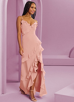 Barbie ♥ Azazie Bridesmaid Dresses Rosette Sheath Chiffon Dress image4