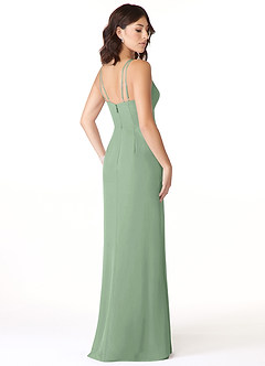 Azazie Leo Brautjungfernkleider Meerjungfrau-Linie V-Hals Gefaltet Chiffon Kleid Matcha image4