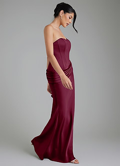 Azazie Draya Bridesmaid Dresses Mulberry Mermaid Strapless Stretch Satin Dress image6