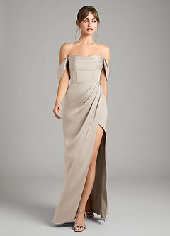 Azazie Johana Bridesmaid Dresses Frost Mermaid Off the Shoulder Stretch Satin Convertible Dress image5