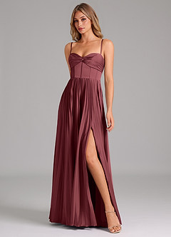 Azazie Tyla Bridesmaid Dresses Merlot A-Line Sweetheart Neckline Stretch Satin Dress image4