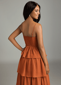 Azazie Kaiden Bridesmaid Dresses Cinnamon A-Line Sweetheart Neckline Chiffon Dress image7