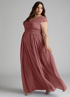 Azazie Organa Bridesmaid Dresses Desert Rose A-Line Pleated Chiffon Dress image9