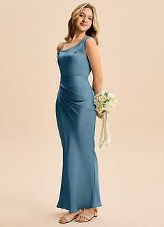 Azazie Madelyn Junior Bermuda Sheath Off the Shoulder Stretch Satin Dress image5