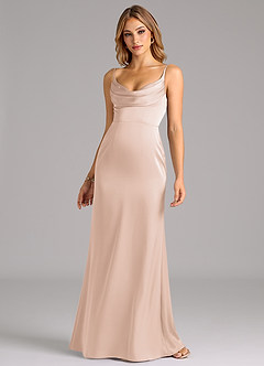 Azazie Aimee Bridesmaid Dresses Blushing Pink A-Line Sweetheart Neckline Stretch Satin Dress image4