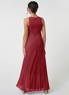 Azazie Lindie Junior Pomegranate A-Line Pleated Chiffon Dress image2
