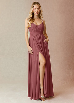 Azazie Reniya Bridesmaid Dresses Amethyst A-Line Pleated Mesh Convertible Dress image4