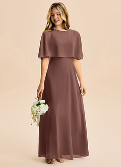Azazie Maris Junior Abito A-Line in Chiffon Espresso image6