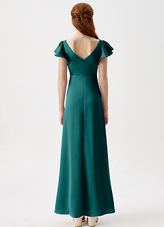Azazie Omari Junior Peacock A-Line Pleated Stretch Satin Dress image7