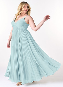 Azazie Raychelle Bridesmaid Dresses Sea Glass A-Line V-Neck Chiffon Dress image9
