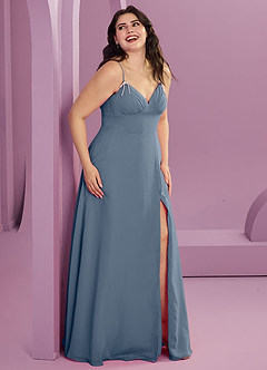 Barbie ♥ Azazie Robes de demoiselle d'honneur Robe Trapèze en Mousseline de soie avec poches Violet Crépusculaire image9