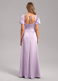 Azazie Fyona Bridesmaid Dresses Frosted Lilac A-Line Pleated Stretch Satin Dress image2