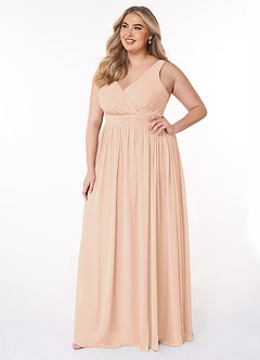 Azazie Kora Abiti da Damigella Abito A-Line in Chiffon Plissettato Rosa Inglese image11