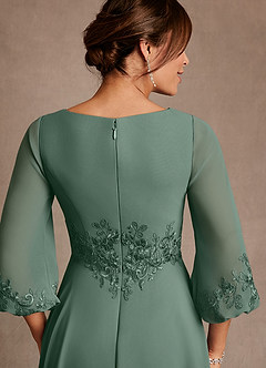 Azazie Ana Mother of the Bride Dresses Eucalyptus A-Line Lace Chiffon Dress image6