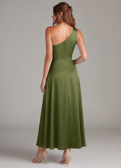 Azazie Brooke Suknie dla druhen Linia A Jedno ramię Satyna elastyczna Długość kostki Sukienka image7