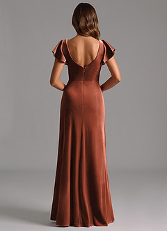 Azazie Omari Bridesmaid Dresses Terracotta A-Line Pleated Velvet Dress image6
