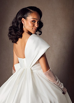Azazie Destina Wedding Dresses Diamond White Ball-Gown Pleated Mikado Dress image9